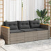 Garden Sofa with Cushions 3-seater Grey Poly Rattan Tlpntb