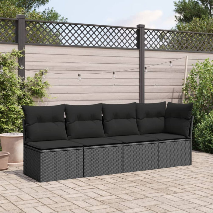 Garden Sofa With Cushions 4-seater Black Poly Rattan Tlpkla