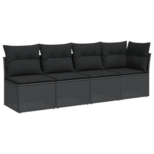 Garden Sofa With Cushions 4-seater Black Poly Rattan Tlpkla