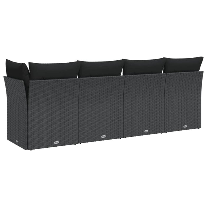 Garden Sofa With Cushions 4-seater Black Poly Rattan Tlpkla
