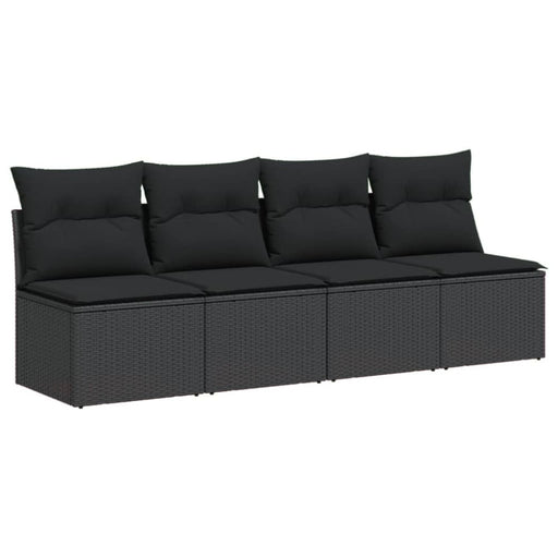 Garden Sofa With Cushions 4-seater Black Poly Rattan Tlpklp