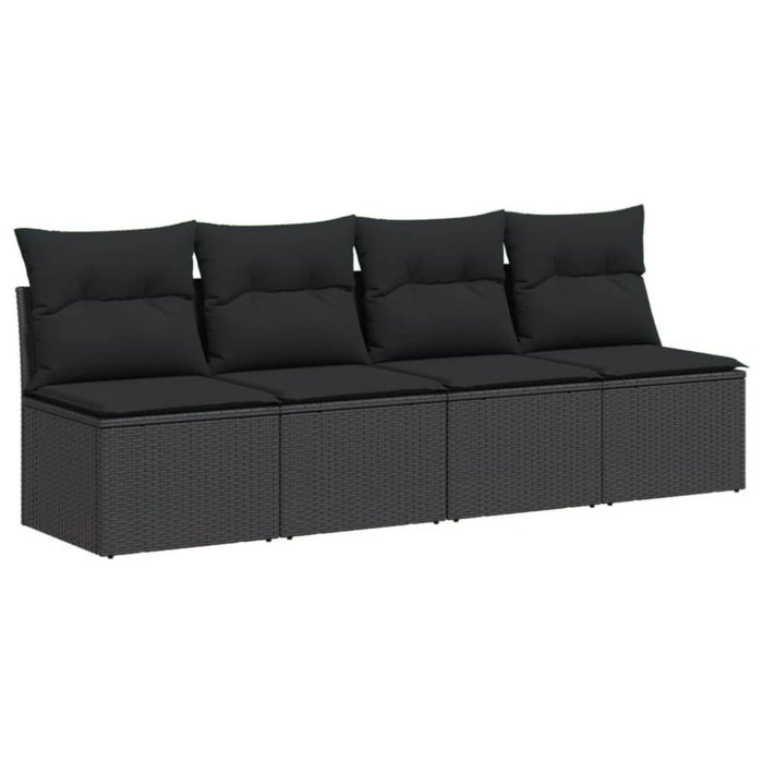 Garden Sofa With Cushions 4-seater Black Poly Rattan Tlpklp