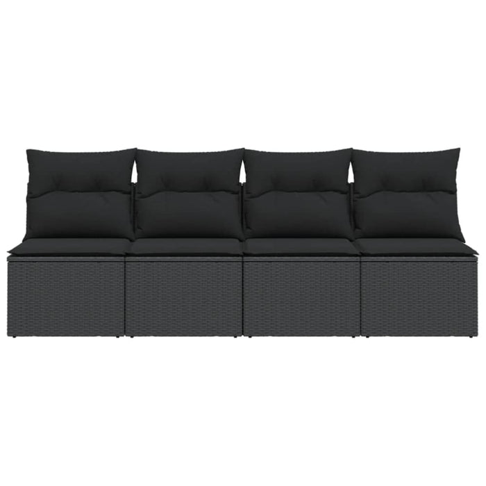 Garden Sofa With Cushions 4-seater Black Poly Rattan Tlpklp