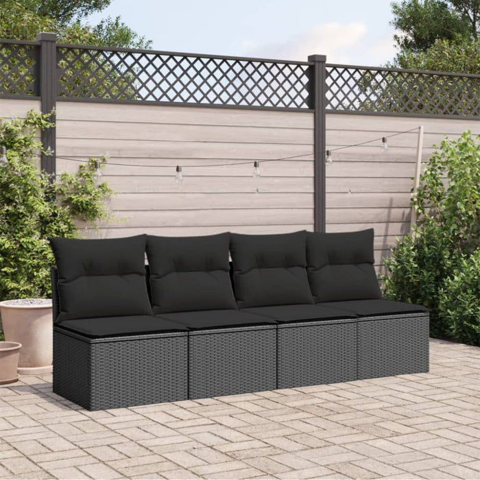 Garden Sofa With Cushions 4-seater Black Poly Rattan Tlpklp