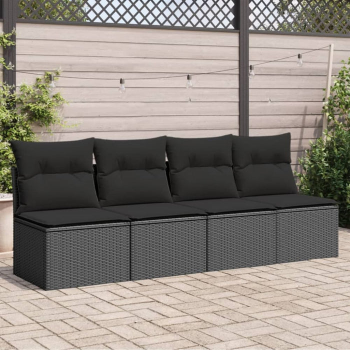 Garden Sofa With Cushions 4-seater Black Poly Rattan Tlpklp