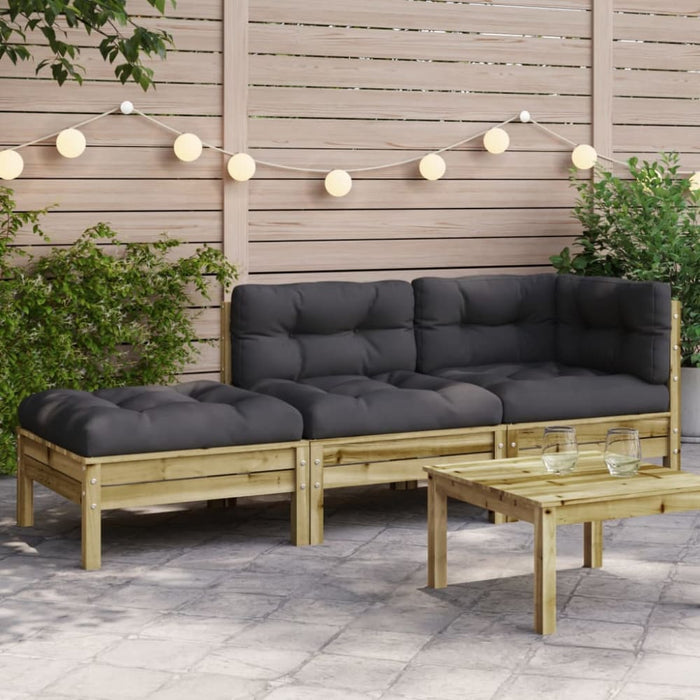 Garden Sofa with Cushions and Footstool 2-seater Ntnoil