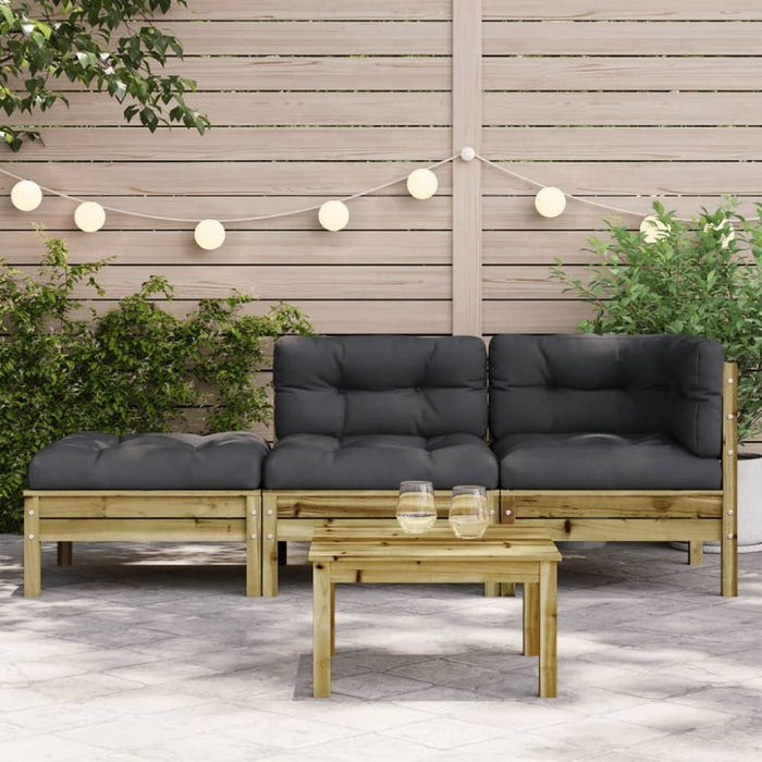 Garden Sofa with Cushions and Footstool 2-seater Ntnoil