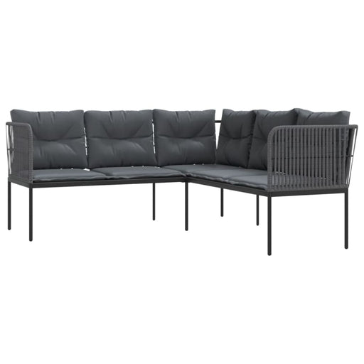 Garden Sofa With Cushions L-shaped Black Steel