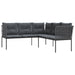 Garden Sofa With Cushions L-shaped Black Steel