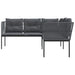 Garden Sofa With Cushions L-shaped Black Steel