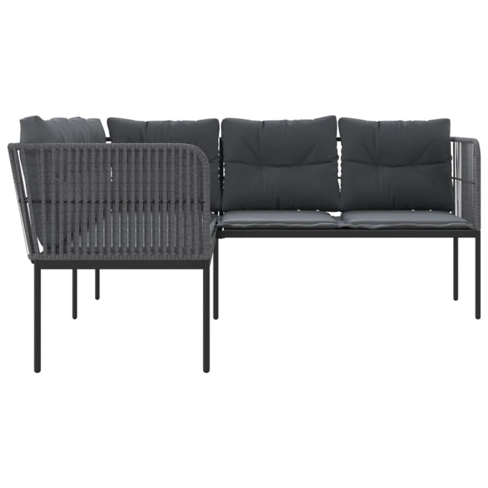 Garden Sofa With Cushions L-shaped Black Steel