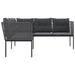 Garden Sofa With Cushions L-shaped Black Steel