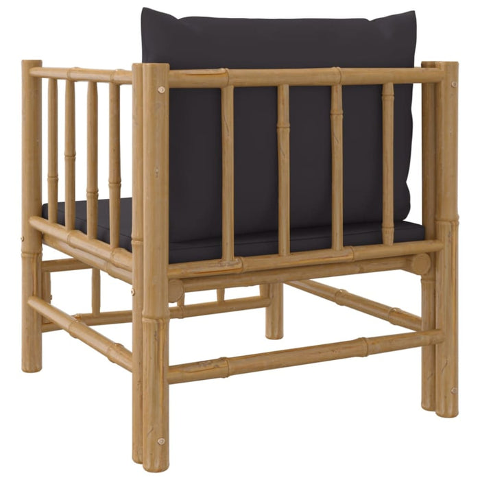 Garden Sofa with Dark Grey Cushions Bamboo Tlxtoo