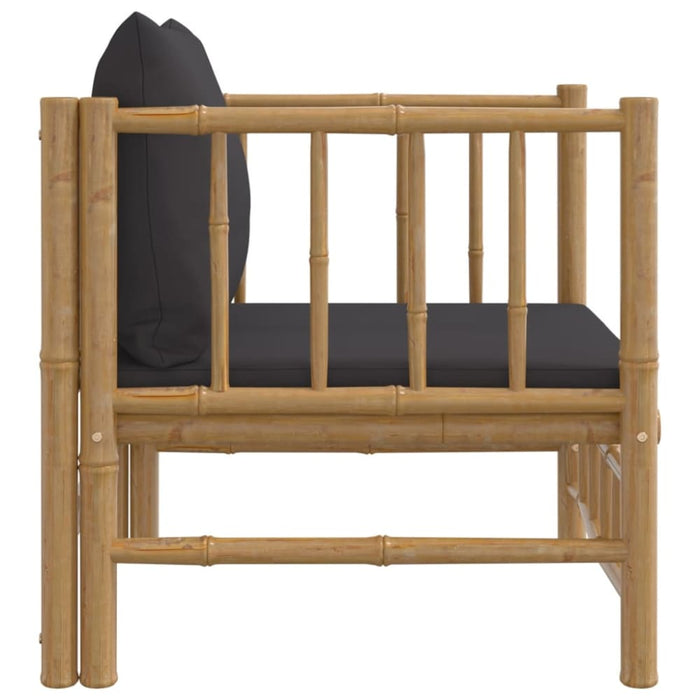 Garden Sofa with Dark Grey Cushions Bamboo Tlxtoo