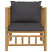 Garden Sofa with Dark Grey Cushions Bamboo Tlxtoo