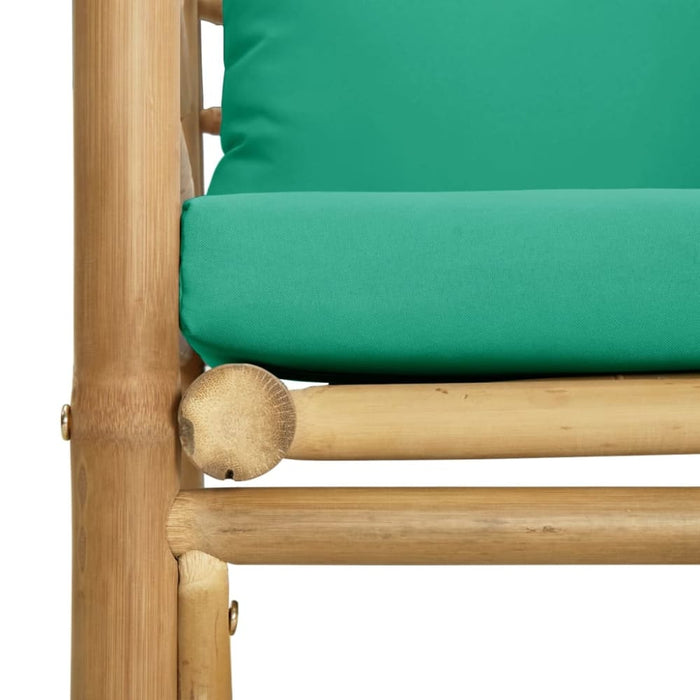Garden Sofa with Green Cushions Bamboo Tlxxkl