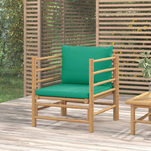 Garden Sofa with Green Cushions Bamboo Tlxxkl