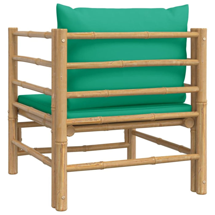 Garden Sofa with Green Cushions Bamboo Tlxxkl