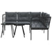 Garden Sofa Set With Cushions Black Steel And Textilene