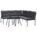 Garden Sofa Set With Cushions Black Steel And Textilene