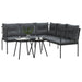Garden Sofa Set With Cushions Black Steel And Textilene