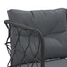 Garden Sofa Set With Cushions Black Steel And Textilene