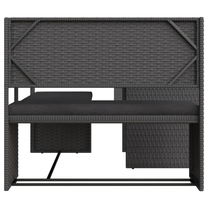 Garden Sofa with Table and Cushions L-shaped Black Poly