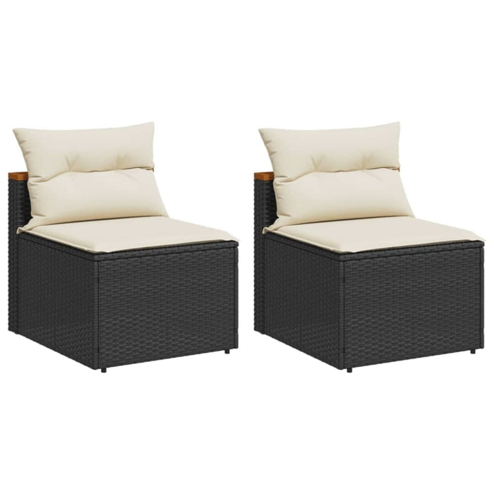 Garden Sofas Armless with Cushions 2 Pcs Black Poly Rattan