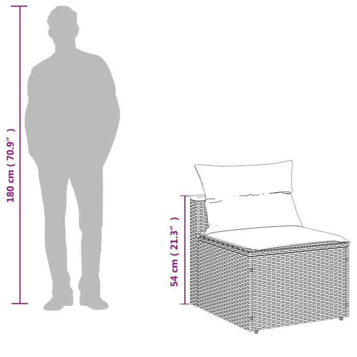 Garden Sofas Armless with Cushions 2 Pcs Black Poly Rattan