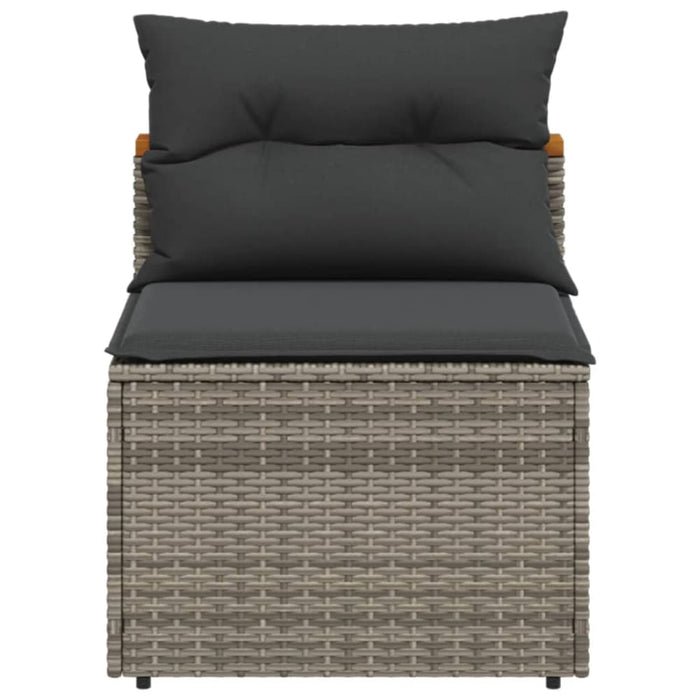 Garden Sofas Armless with Cushions 2 Pcs Grey Poly Rattan