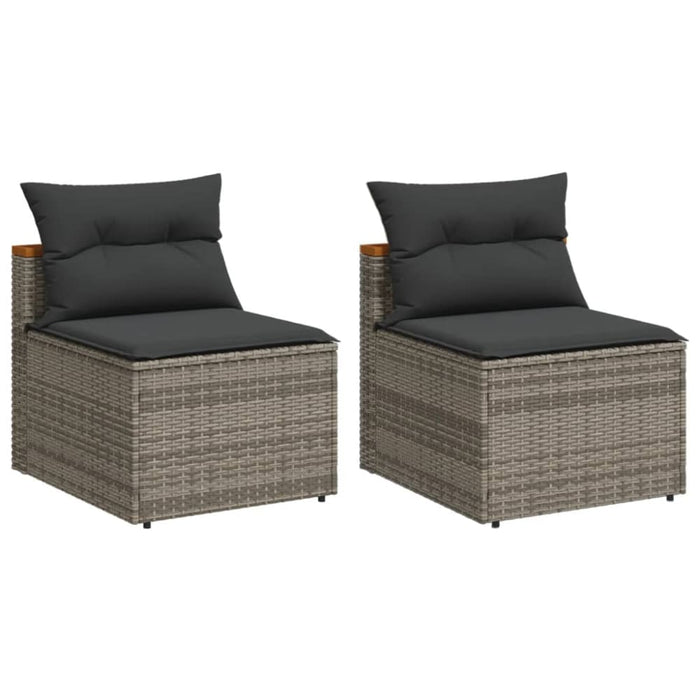 Garden Sofas Armless with Cushions 2 Pcs Grey Poly Rattan
