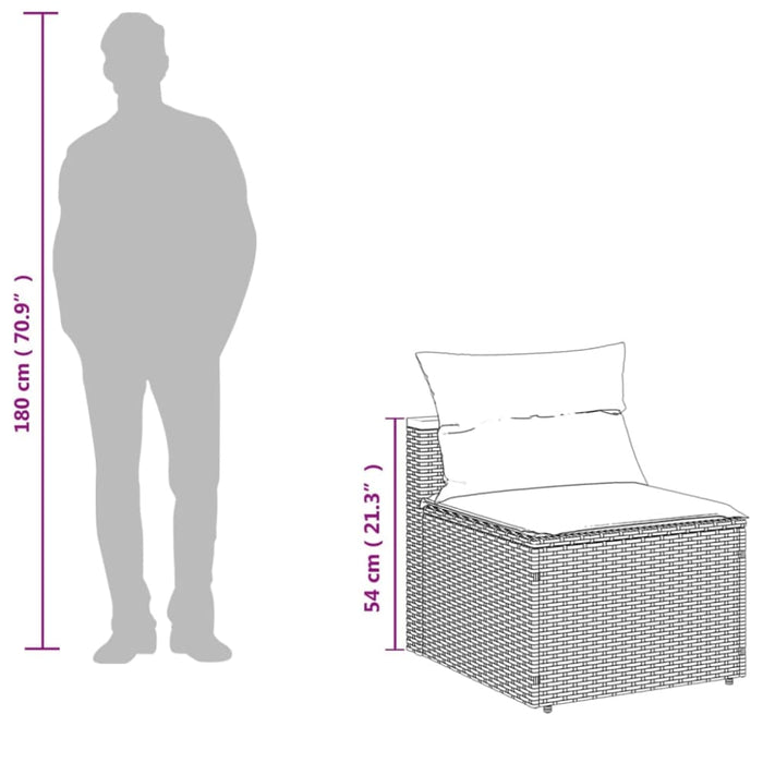 Garden Sofas Armless with Cushions 2 Pcs Grey Poly Rattan