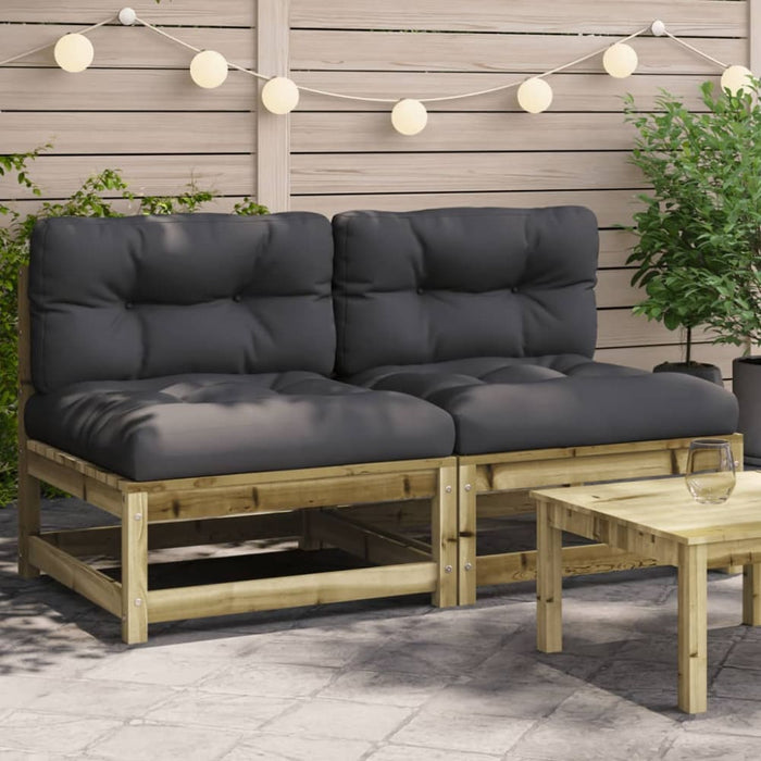 Garden Sofas Armless with Cushions 2 Pcs Impregnated Wood