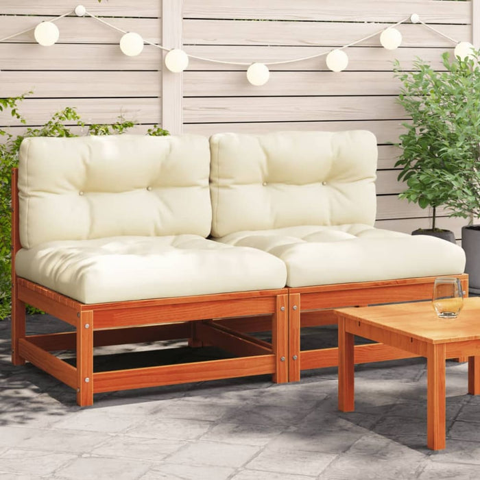 Garden Sofas Armless with Cushions 2 Pcs Wax Brown Solid