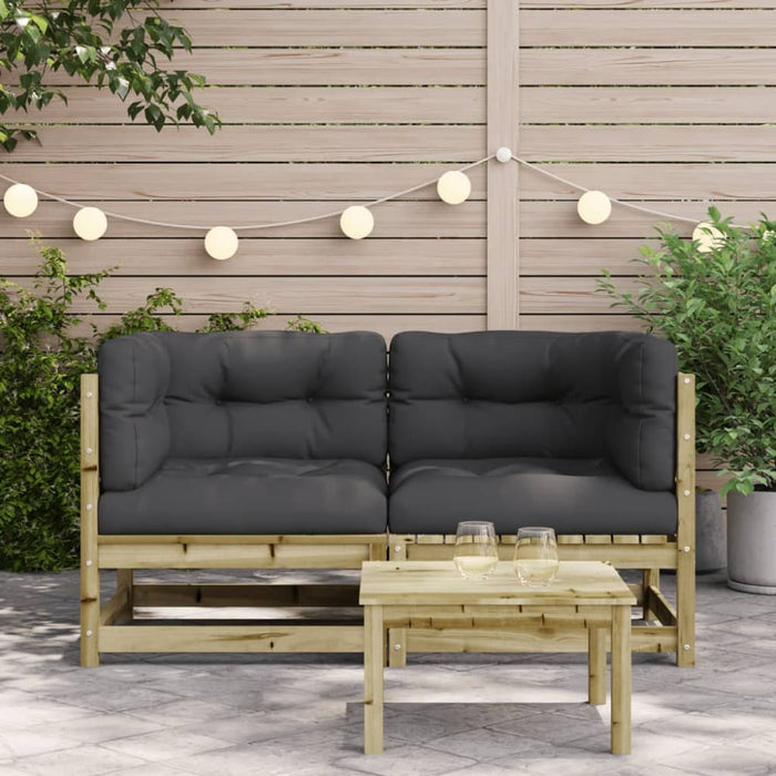 Garden Sofas Corner with Cushions 2 Pcs Impregnated Wood
