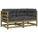 Garden Sofas Corner with Cushions 2 Pcs Impregnated Wood