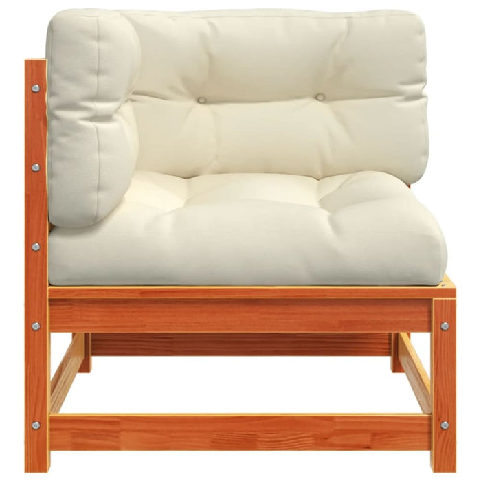 Garden Sofas Corner with Cushions 2 Pcs Wax Brown Solid