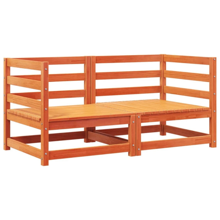 Garden Sofas Corner with Cushions 2 Pcs Wax Brown Solid