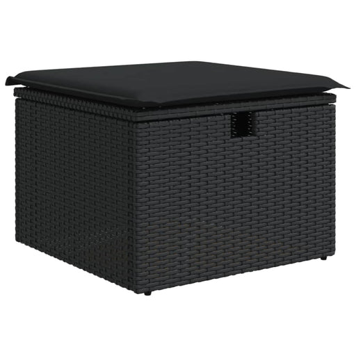 Garden Stool With Cushion Black 55x55x37 Cm Poly Rattan