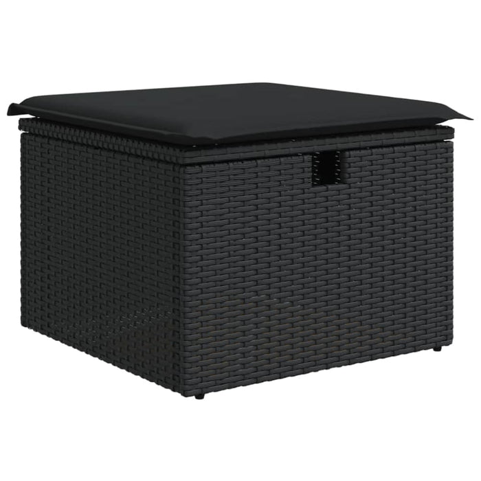 Garden Stool With Cushion Black 55x55x37 Cm Poly Rattan