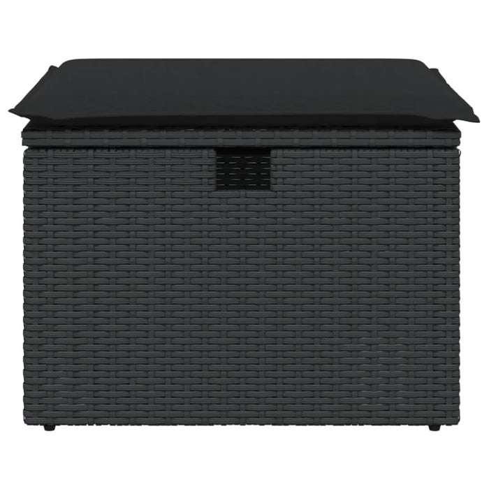 Garden Stool With Cushion Black 55x55x37 Cm Poly Rattan