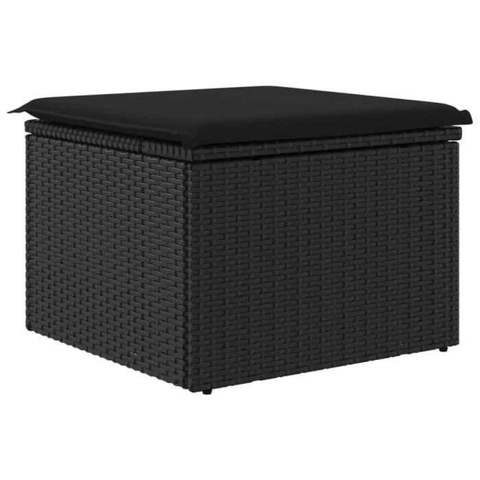 Garden Stool With Cushion Black 55x55x37 Cm Poly Rattan