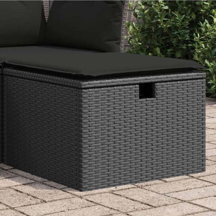 Garden Stool With Cushion Black 55x55x37 Cm Poly Rattan