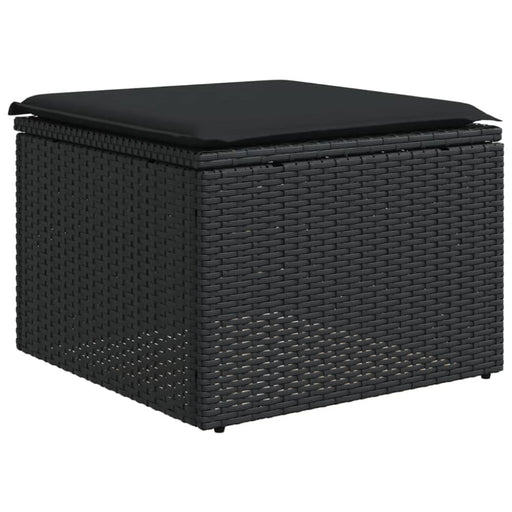 Garden Stool With Cushion Black 55x55x37 Cm Poly Rattan