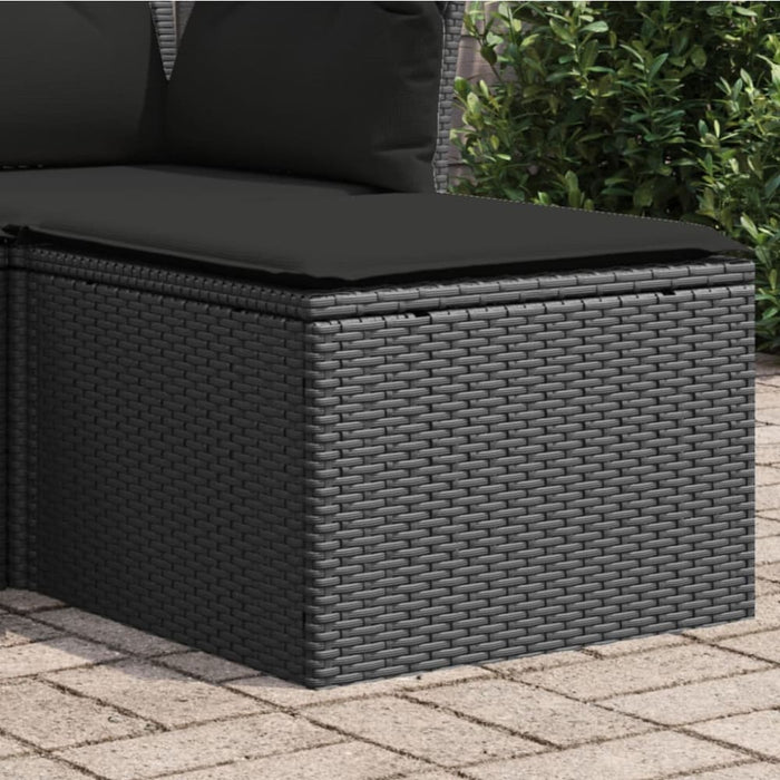 Garden Stool With Cushion Black 55x55x37 Cm Poly Rattan