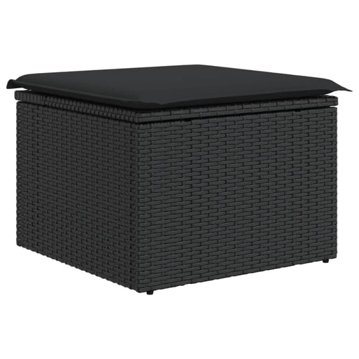 Garden Stool With Cushion Black 55x55x37 Cm Poly Rattan