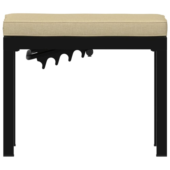 Garden Stool With Cushion Black Powder-coated Steel Abbnpla