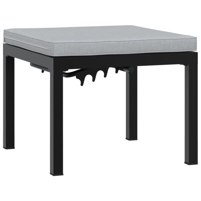 Garden Stool With Cushion Black Powder-coated Steel Abbnpli