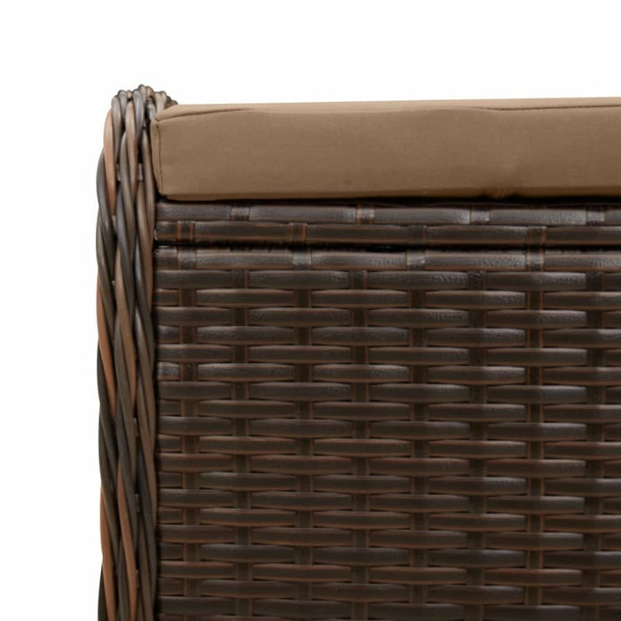 Garden Stool with Cushion Brown 58x46x46 Cm Poly Rattan
