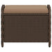 Garden Stool with Cushion Brown 58x46x46 Cm Poly Rattan